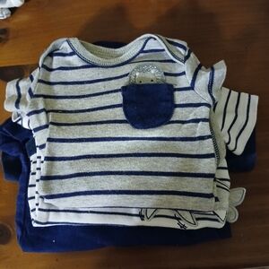 Newborn Striped Navy and Gray Kids Onesies